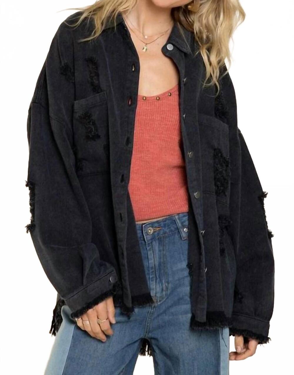 NEW POL long sleeve jacket top in black
